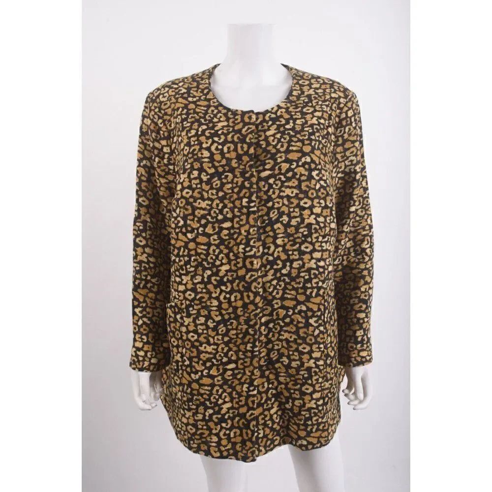 Who What Wear Womens Blazer Jacket 2X Plus Size Black Brown Animal Print